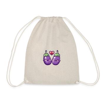 Aubergine Paar Liebe Herz Valentinstag - Turnbeutel - Natur - Vorne