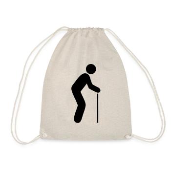 Alte Person - Stock - Turnbeutel - Natur - Vorne