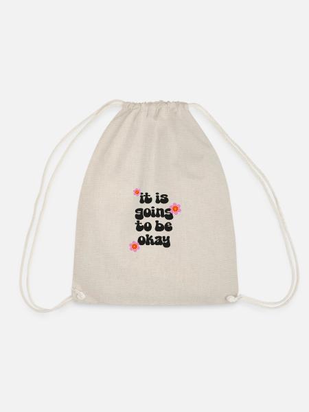 Retro Flower Power Encouraging Saying - Drawstring Bag - nature