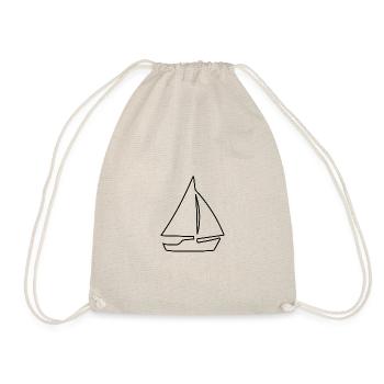 Sailboat Sailing Ship Sailing Fun Black Outline - Drawstring Bag - nature - Front