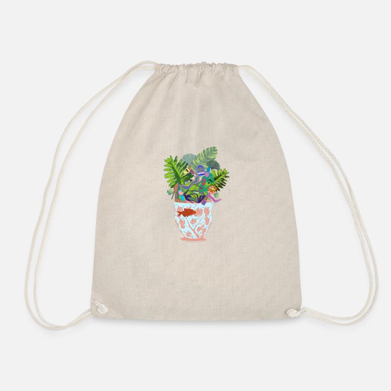 vase with eyes - Drawstring Bag - nature