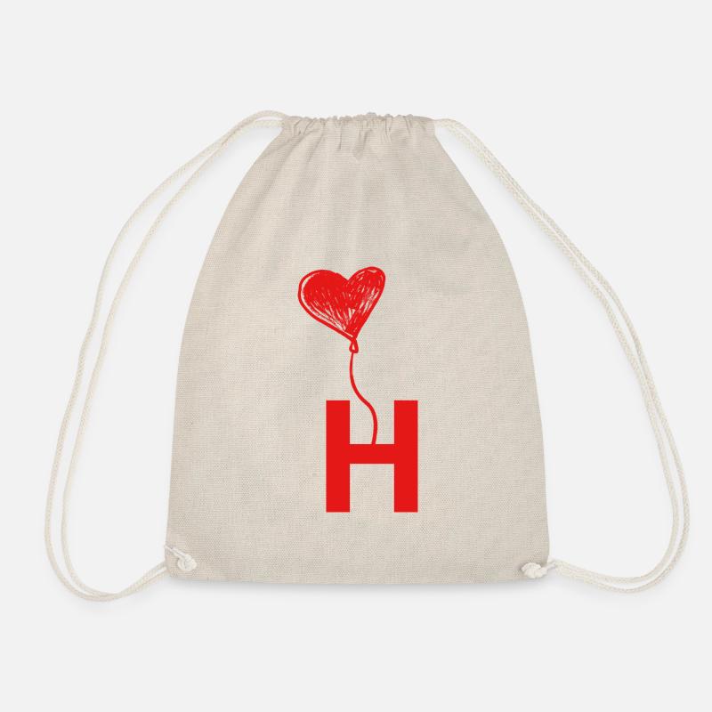 Buchstabe h Herz - Turnbeutel - Natur