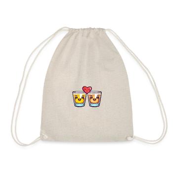 Tequila Shots Short Couple Love Heart Valentine's Day - Drawstring Bag - nature - Front