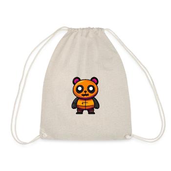 Panda Halloween Tier - Turnbeutel - Natur - Vorne