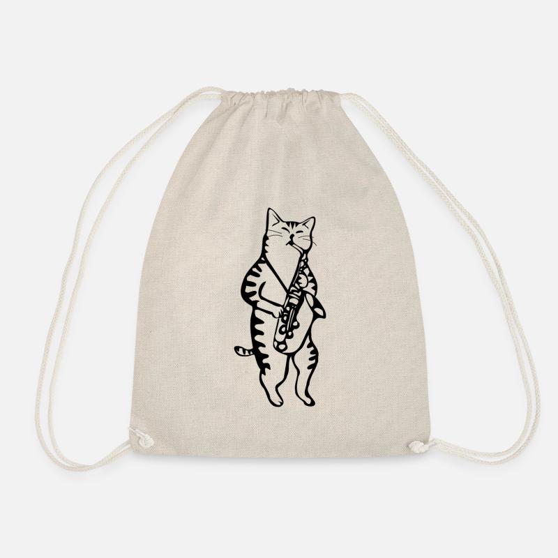 Saxophone Cat | Saxophon Katze - Turnbeutel - Natur