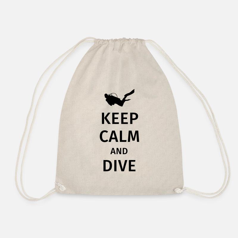 keep calm and dive - Drawstring Bag - nature