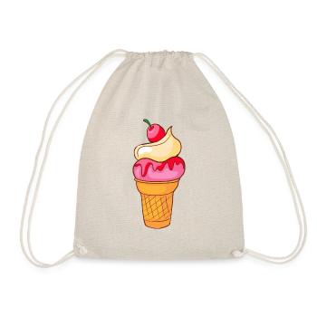 Eis Speiseeis Eiskrem Eiscreme Kugeleis Eisbecher - Turnbeutel - Natur - Vorne