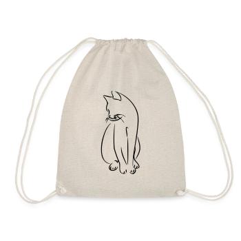 Cat cats kitty outline 1c - Drawstring Bag - nature - Front