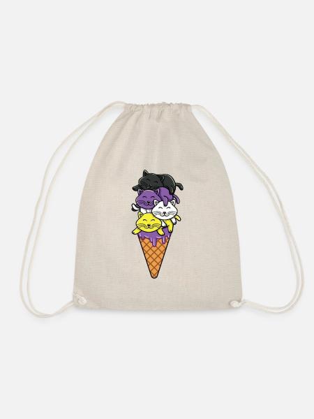 Nonbinäre Eiscreme Katzen Nonbinary Pride - Turnbeutel - Natur