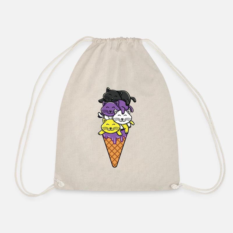 Nonbinäre Eiscreme Katzen Nonbinary Pride - Turnbeutel - Natur