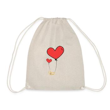 Just married rotes Herz mit Ring schwarz - Turnbeutel - Natur - Vorne
