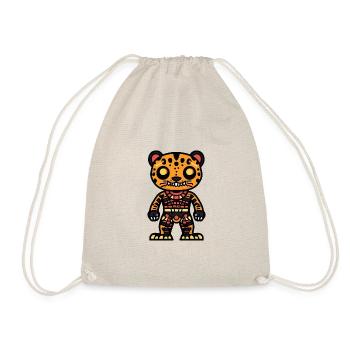 Leopard Halloween Comic Zombie - Turnbeutel - Natur - Vorne