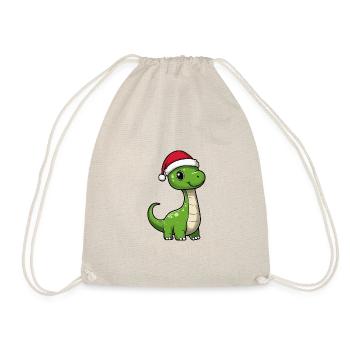 Dinosaur Brontosaurus Christmas Cute - Drawstring Bag - nature - Front