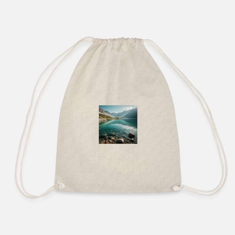 Mountain Lake Panorama - Drawstring Bag - nature