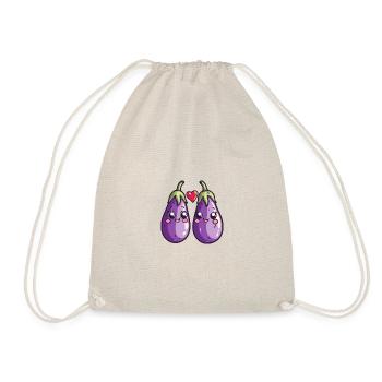 Aubergine Paar Liebe Herz Valentinstag - Turnbeutel - Natur - Vorne
