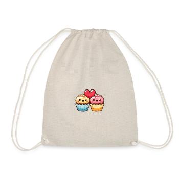 Muffin Paar Liebe Herz Valentinstag - Turnbeutel - Natur - Vorne