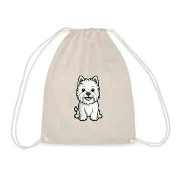 West Highland Terrier Hund Comic Baby - Turnbeutel - Natur - Vorne