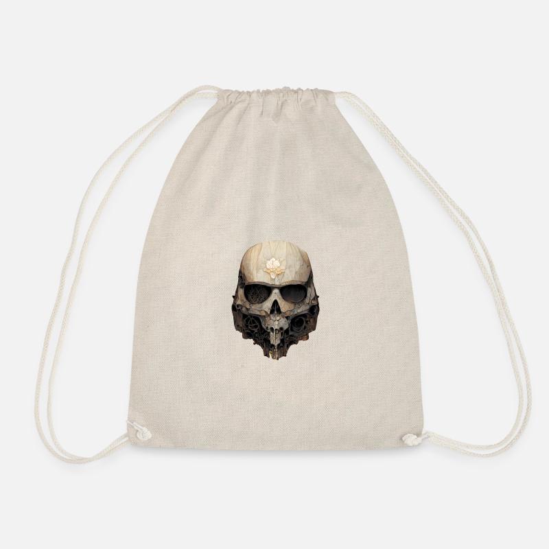 Wooden skull - Drawstring Bag - nature