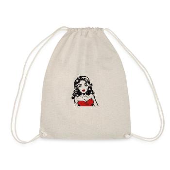 beautiful woman in red - Drawstring Bag - nature - Front