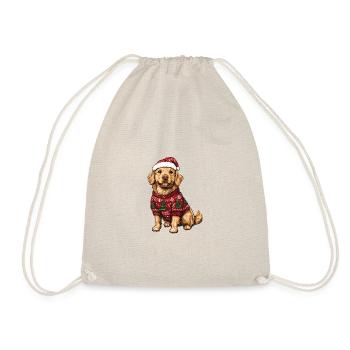 Golden Retriever Hund Weihnachten Comic Lustig - Turnbeutel - Natur - Vorne