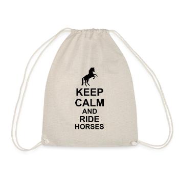 Horse keep calm and ride horses white - Drawstring Bag - nature - Front