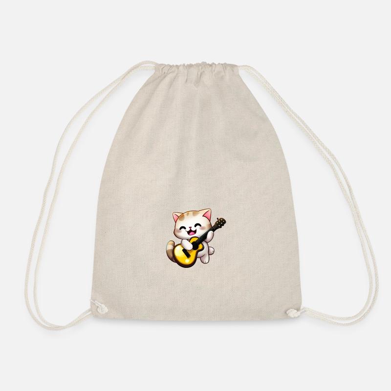 Cat with guitar - Drawstring Bag - nature