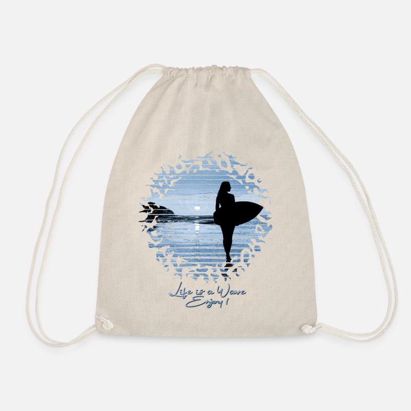 Beach Surfer Life is a Wave, Enjoy! | Blau - Turnbeutel - Natur