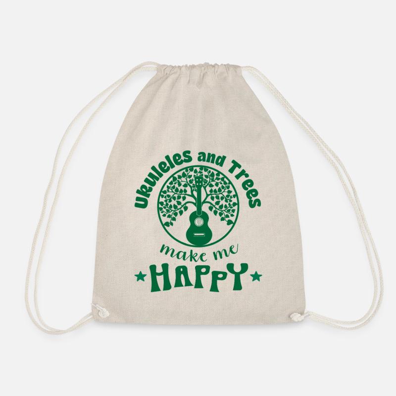 Ukuleles and Trees make me Happy green - Drawstring Bag - nature
