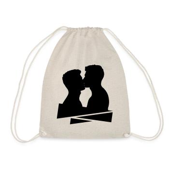 Kiss Man Gay Kiss Sexy Pride Gift Idea - Drawstring Bag - nature - Front