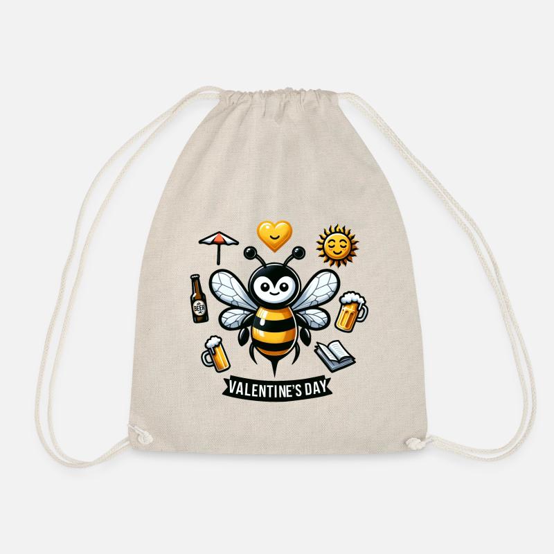 Valentine's Buzz My Valentine - Drawstring Bag - nature