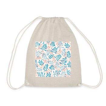 Design mit blauem und korallenfarbenem Zweig - Turnbeutel - Natur - Vorne