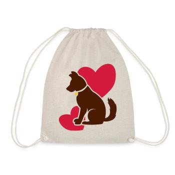 Cute dog with hearts - Drawstring Bag - nature - Front