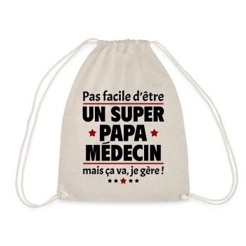 Pas facile super papa médecin, fête des pères - Sac de sport léger - nature - Devant