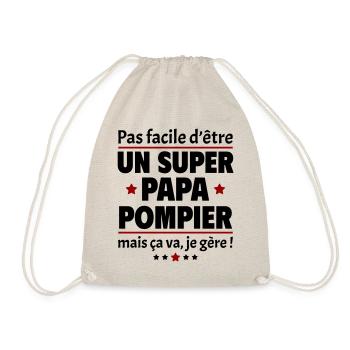 Pas facile super papa pompier, fête des pères - Sac de sport léger - nature - Devant