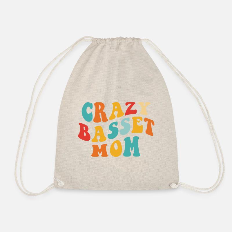 Crazy Basset Mom - Gift for Mistress - Drawstring Bag - nature