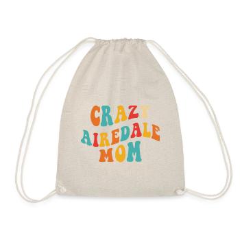 Crazy Airedale Mom - Geschenk für Frauchen - Turnbeutel - Natur - Vorne