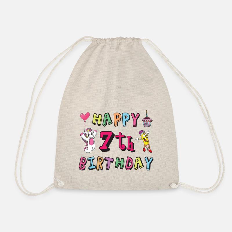 Alles Gute zum 7. Geburtstag. 7 Jahre Kindergeburt - Turnbeutel - Natur
