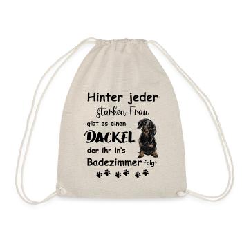 Hinter jedem starken Frauchen steht ein Hund. - Turnbeutel - Natur - Vorne