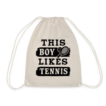 Boy Likes Playing Tennis Ironic Saying Summer Ball - Drawstring Bag - nature - Front