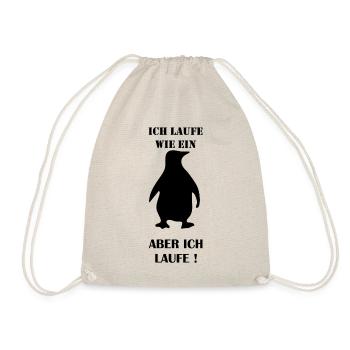 Pinguin laufe - laufen - Turnbeutel - Natur - Vorne