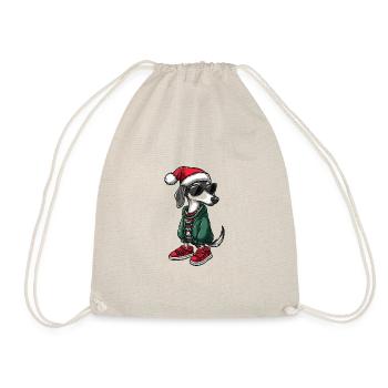 Greyhound Hund Weihnachten X-Mas - Turnbeutel - Natur - Vorne