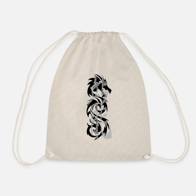 Dragon11 Black Kanji Dragon Gray - Drawstring Bag - nature