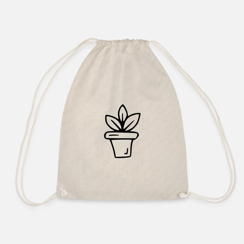 Plant drawing nature sketch black - Drawstring Bag - nature