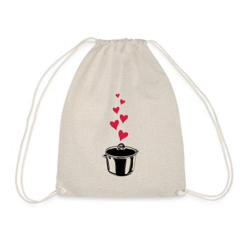 kochtopf topf kochen silhouette herz liebe - Turnbeutel - Natur - Vorne