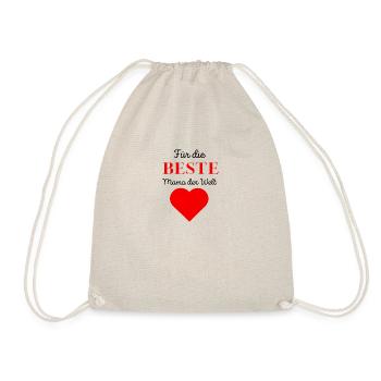 Muttertagsgeschenk „Die beste Mutter der Welt“ - Turnbeutel - Natur - Vorne