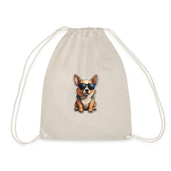 Cool dog with sunglasses - Drawstring Bag - nature - Front