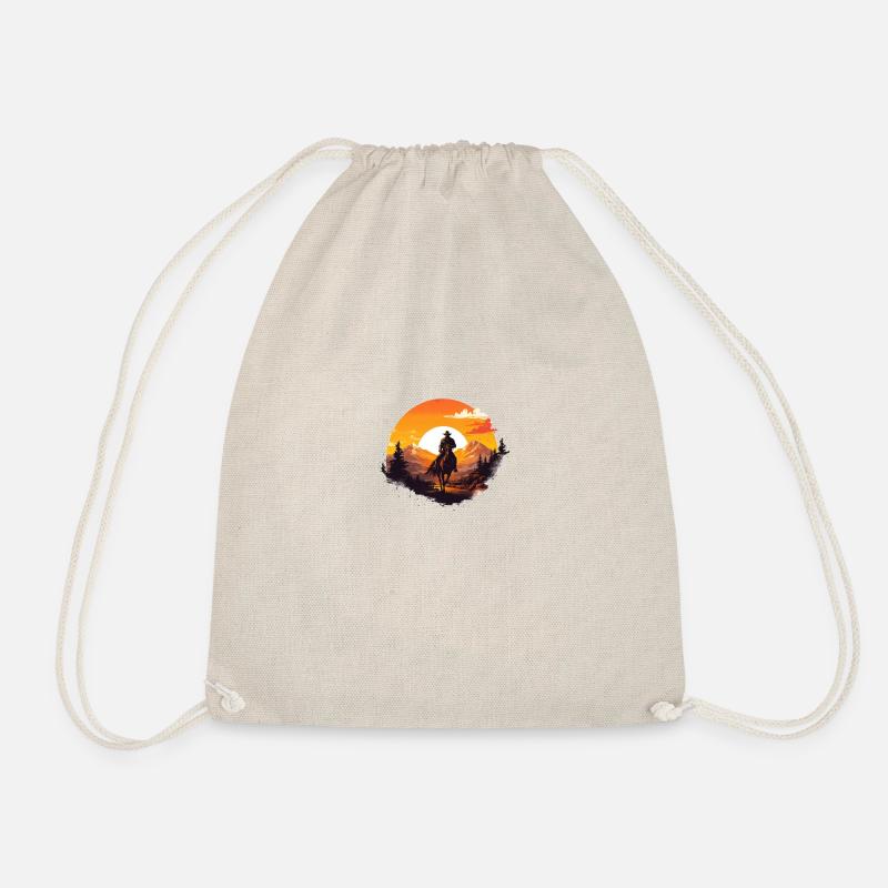 Cowboy in the sunset - Drawstring Bag - nature