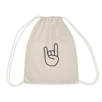 Emoji Rock Hand Sketch black - Drawstring Bag - nature - Front