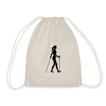 Nordic Walking Woman Icon - Drawstring Bag - nature - Front
