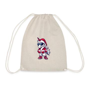 Einhorn Weihnachten X-Mas - Turnbeutel - Natur - Vorne
